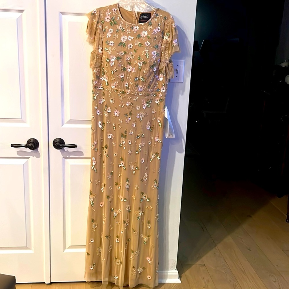 NWT MacDuggal Floral embellish, flutter sleeve gown Size 10 True to size.